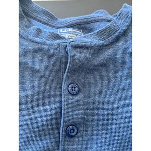 LL Bean Traditional Fit Long Sleeve Thermal Henley Shirt Blue XL REG